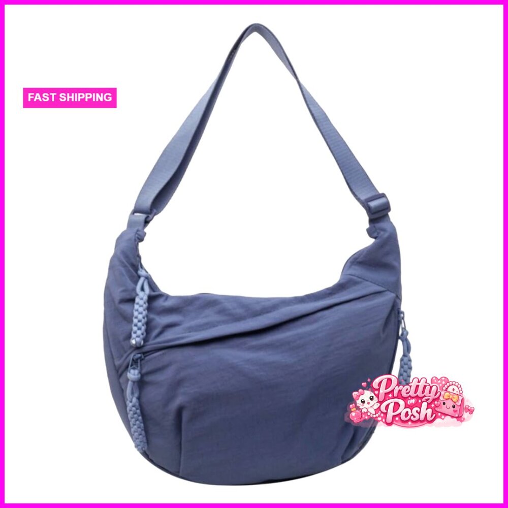 Nylon Crossbody Bag, Medium Crescent Purse With Adjustable Strap